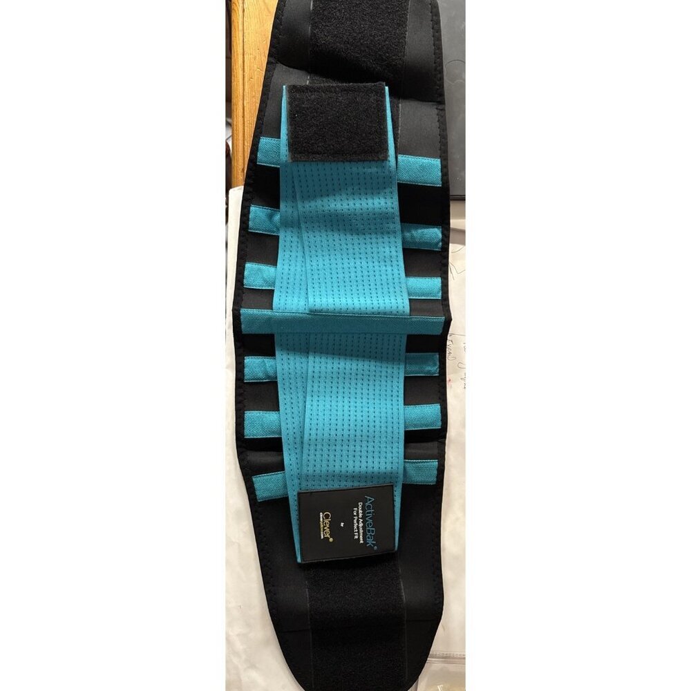 ActiveBak Clever Back Support Brace Double Adjustment Black Turquoise SMALL - Picture 7 of 9